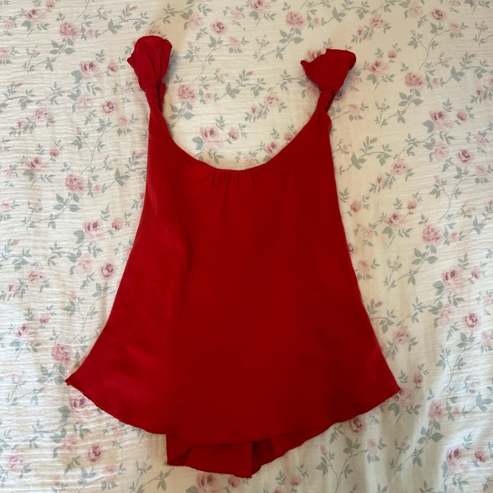 Red Sleeveless Top with Knotted Straps